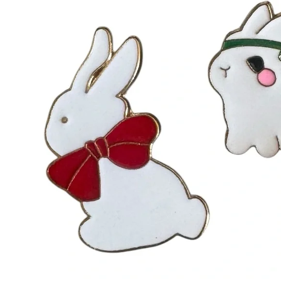 White Rabbit Enamel Pin Set - Picture 2 of 6